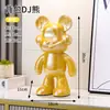 Cofrinho de Urso Violento Pintado à Mão Ornamento Decoração de Móvel de TV para Casa Moderno de Luxo Leve Fornecimento Direto da Fábrica