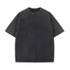 Camiseta Pesada de Manga Curta Lavada e Desgastada Masculina Verão Oversize Retro Americano High Street Marca Tendência Europeia e Americana Jeans Manga Meia