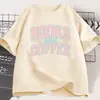 Camiseta Retrô Casual de Manga Curta Livros e Café para Homens e Mulheres Presente para Amante de Livros e Café Top de Manga Curta Dia