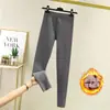 Novas Calças Térmicas de Outono e Inverno para Mulheres com Cintura Média-Alta, Elásticas, Skinny, Leggings com Face Interna Escovada, Calças Térmicas Justas