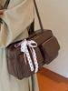 Nuevo Popular Estilo Coreano Maillard Moda Simple Bolso Bowling Casual para Mujer Combinable para el Día a Día Color Sólido Bandolera