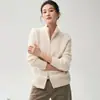 Nuevo cárdigan de punto trenzado de lana de cachemira para mujer Otoño/Invierno 2026, cuello alto medio, color liso, con doble cremallera