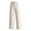 Calça Larga Versátil de Cor Sólida para o Outono de 2026 para Mulheres, Cintura Alta, Emagrecedora, Cobre o Quadril, Corte Estreito, Calça Casual de Nove Pontos, Tendência