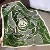 Bufanda de Seda de Sarga de Doble Cara con Camelia Estilo Retro de Primavera 90CM Bufanda Cuadrada Grande Moda Elegante Chal de Oficina