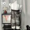 Lingerie floral com costas e nádegas à mostra, camisola transparente, bojo de tule, vestido de casa com alças franzidas A066 Lingerie Erótica