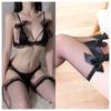 Ropa interior sexy de encaje de tres puntos con pecho pequeño y gran perla, tanga tentador, pasión, sin despegar, traje para mujer 9972