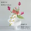 Set de Mangos de Orquídea Phalaenopsis de Diseñador Ramo Flores Artificiales para Sala de Estar Flores de Simulación Adornos Recepción de Hotel Mesa de Café Flores Decorativas