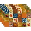 Mantel Individual de Cosecha de Otoño para Acción de Gracias con Estampado de Calabaza y Hoja de Arce, Mantel de Tela Aislante, Mantel Decorativo de Mesa para el Hogar Transfronterizo