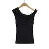 M1061-25 Primavera Nuevo Europeo y Americano Puro Deseo Chicas Calientes Sexy Cuello Hombro Kink Figura Delgado Camiseta