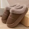 Pantuflas de Algodón Impermeables para el Hogar Hombres Invierno Pareja Suela Gruesa Cálidas con Felpa Espesa Anti-Olor Resistentes a la Suciedad Calentador de Pies Pantuflas Mujeres
