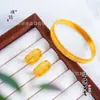 Conjunto de Joias Étnicas Banhado a Ouro de Xinjiang, Tecelagem Filigrana, Anel e Pulseira Simbolizando Riqueza para Mulheres, Novo Estilo Chinês