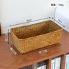 Cesta de Armazenamento Tecida à Mão Simples para Lanches em Casa Caixa de Armazenamento de Mesa Longa Tira para Artigos Diversos Cosméticos