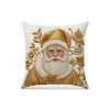 Funda de almohada navideña con estampado de dibujos animados de Papá Noel para decoración acogedora de hogar, dormitorio, sofá, vacaciones.