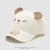 Gorra de béisbol de oso de dibujos animados linda, versátil para primavera y otoño, proporciona protección solar y hace que la cara se vea más pequeña