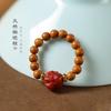 Guofeng Wen Play Joyería de Diseño Original Anillo Redondo Pequeño Fresco de Hueso de Oliva con Ágata Buda Sonriente Anillo Elástico