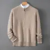E-commerce Transfronteiriço Outono/Inverno Novo Estilo Tricô Lã Engrossado Masculino Gola Alta Meia Zíper Casual Suéter Casaco Cardigan