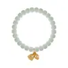 Pulsera Elástica Ajustable de Jade Hotan para Mujer Cosas Buenas Loto Colgante Oro Arena Diseño Estilo Étnico Joyería Pulsera Regalo