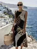 Vestido Cruzado sin Mangas con Estampado de Leopardo Europeo y Americano 2026 Moda Patchwork de Leopardo sin Mangas Vestido de Vacaciones