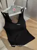 Camiseta sin mangas de encaje en la espalda Edición Primavera/Verano para Mujer con Copas Integradas, Camisola de Algodón Canalé Adelgazante