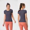 Nueva Camiseta Adelgazante Deportiva Casual de Estilo Europeo y Americano para Mujer, para Correr, Fitness, Cuello Redondo, Manga Corta, Top de Yoga con Alta Elasticidad