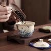 Novo Conjunto de Chá Kung Fu Forno Ru para Viagem ao Ar Livre Copo Rápido Cerâmica Gaiwan de Três Copos Bule Portátil Xícara de Chá