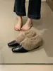 ¡Aumento de altura oculto! Punta cuadrada peludos sin cordones retro felpa Mary Jane zapatos individuales botines cálidos zapatos pequeños de cuero zapatos de algodón