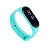 Pulsera Impermeable LED Digital Blanca con Círculo Azul Spot Moda Casual Trendy Táctil para Hombres y Mujeres