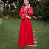 Vestido de Férias Yunnan Lijiang Novo Algodão e Linho Bordado Tasséis Cintura Vestido Estilo Étnico Saia Literária para Mulheres
