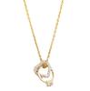 Colar estilo coreano de anel duplo dourado em aço titânio, luxo leve, moda, design de nicho, temperamento, personalidade, simples, corrente para clavícula versátil