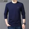 Camiseta de Manga Larga con Cuello Redondo para Crew de JP Precio Controlado Otoño Nuevo Color Sólido Camiseta Base Suéter Bordado Casual Holgado TS5205
