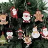 Enfeites de Natal de Madeira Papai Noel Alce Boneco de Neve Homem de Gengibre Decorações Penduradas Pingente para Árvore de Natal Decoração de Festa em Casa