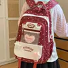 Mochila escolar estilo universitario para estudiantes de secundaria femeninas, linda mochila transparente de gran capacidad con estampado de estrellas, bolsa ligera de doble hombro