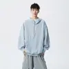 Moletom com capuz e zíper parcial listrado color-block estilo retrô americano para mulheres, estilo outono, estilo universitário, moletom casual e descontraído