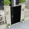 Puerta de Patio de Villa de Aleación de Aluminio, Puerta Exterior Moderna de Acero Inoxidable de Apertura Simple/Doble, Puerta de Entrada de Jardín de Hierro Forjado Rústico