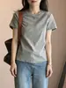 Camiseta Cinza de Algodão Puro de Manga Curta para Mulheres, Nova Moda Versátil 2026, Camiseta Básica para Primavera, Verão, Outono e Inverno