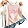 Camiseta de Manga Larga con Estampado de Dibujos Animados para Niñas, Nuevo Estilo Primavera y Otoño, Camiseta Básica de Patchwork de Colores de Moda y Versátil para Niños Mayores