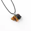 Colgante de Cristal Tallado Transfronterizo, Piedra de Ágata Natural Finamente Tallada Ojo de Tigre Animal Elefante Vintage Artístico Collar Joyería