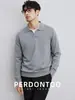Gao Zhi Lao Qian Otoño e Invierno Cálido Sin Botones Cuello de Gaviota Tejido de Lana Suéter Casual Versátil de Color Sólido para Hombre