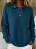 Camisa Polo Suelta y Relajada de Manga Larga con Cuello de Botones para Mujer, Nuevo Estilo Otoño e Invierno Transfronterizo Europeo y Americano 2026