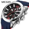 Reloj Personalizado Reloj Megir Cronógrafo Multifuncional Calendario Reloj Deportivo Reloj de Hombre 2063