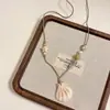 Collar Colgante de Concha Estilo Vacaciones en la Playa Explosiones de Verano Sentido del Diseño de Nicho Cadena Trenzada Dulce para Clavícula Accesorios