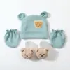 Conjunto de tres piezas de gorro, calcetines y guantes para bebé, gorro cálido para recién nacido, gorro protector de fontanela para bebé de 0 a 6 meses