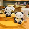 Pingente de Boneca Panda de Pelúcia Requintado e Fofo Chaveiro de Carro Desenho Animado Pingente de Mochila Pequeno Presente para Casal