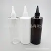 Botella de hombro plano con tapón de punta 400ml botella de punta negra botella de pegamento botella de tapón de punta botella de medicina líquida de punta botella de aceite esencial botella de pasta de color