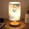 Lámpara de mesa creativa hecha a mano con flores secas en relieve, luz nocturna, lámpara de mesita de noche para dormitorio, lámpara de ambiente para hotel y casa de huéspedes, lámpara de lino