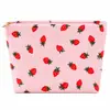 Bolsa de Maquillaje de Pana con Fresas Transfronteriza, Estilo Dulce y Femenino, Bolsa de Almacenamiento de Artículos de Tocador Grande para Viaje, Personalizable