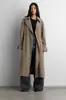Bestseller transfronterizo europeo y americano: Gabardina de alta gama de doble botonadura para mujer, con cuello alto, ceñida a la cintura, silueta holgada, elegante abrigo largo