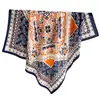Bufanda Cuadrada Grande de Seda 90 Europea y Americana Transfronteriza Versátil Espiga Pañuelo para la Cabeza Estampado de Anacardos Retro