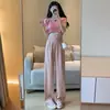 Pantalones de pierna ancha con protección solar de seda de hielo de ácido acético para mujer 2023 verano finos sueltos con caída cintura alta casuales pantalones de piso para mujer