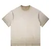 Camiseta de manga corta pesada 230g de algodón puro desgastada hombro caído todo algodón degradado bicolor holgada extragrande transfronteriza